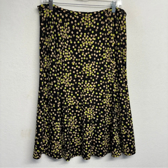 Talbots Dot Midi Skirt A Line Stretchy Rayon Spandex - Picture 2 of 6
